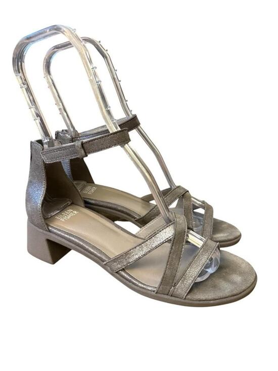 Elieen Fisher Shoes - Eileen Fisher Noni Stappy Sandal Heel Silver Leather Women size 7